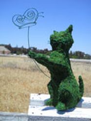 Cat and Butterfly Moss Topiary 12 inches tall